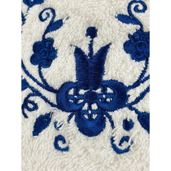 Blue White Towel Orris And Orris 50x27 Made in Turkey Flower 100% Cotton Checker - Picture 5 of 8